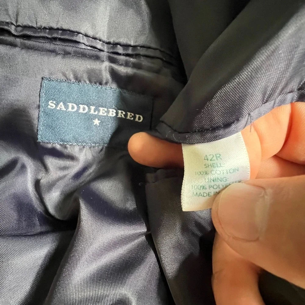 Saddlebred Corduroy Blazer Mens 42R Brown Sport Coat Two Button Cotton Jacket
